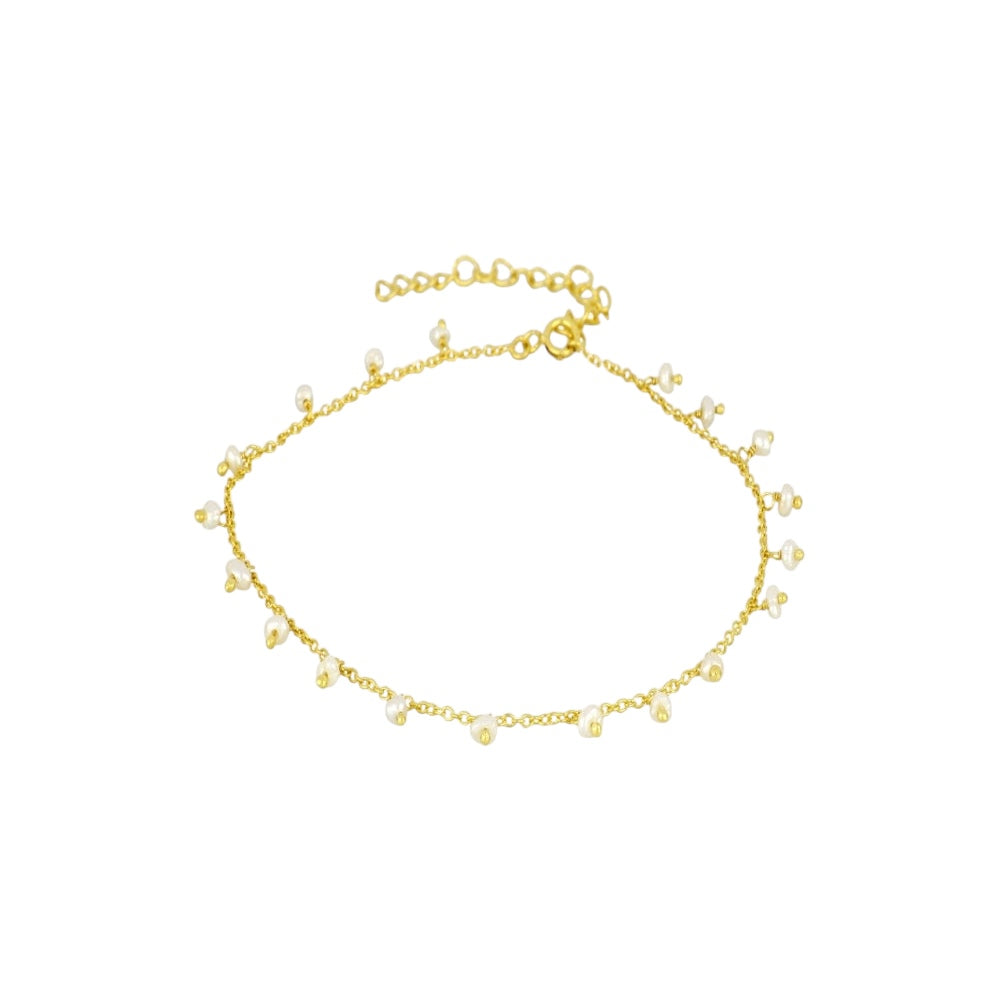 Pulsera Mini Perlas Plata de ley / Baño de oro 18k