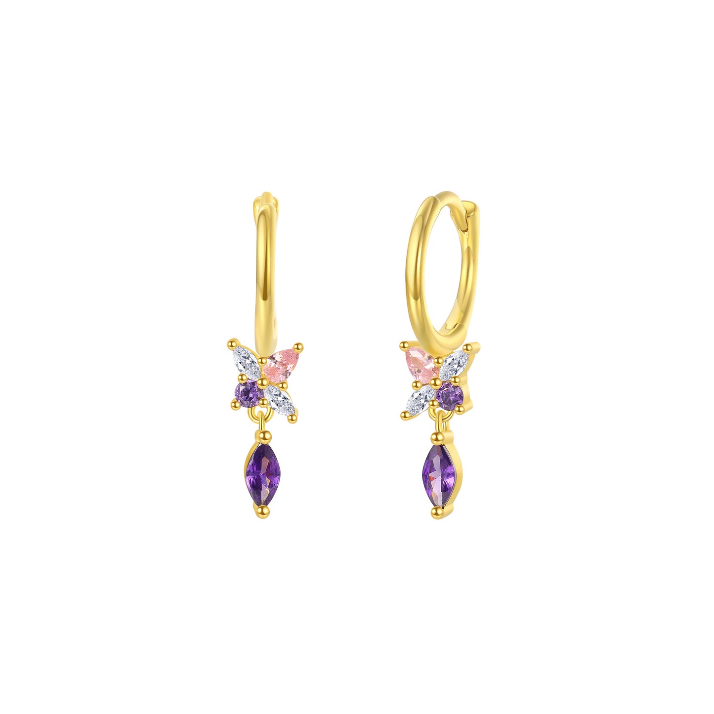 Pendientes Flor Mai Plata de ley / Baño de oro 18k